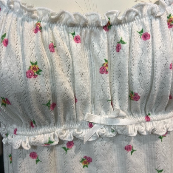For Love & Lemons Blossom Pointelle Slip Dress White Floral Mini  M Cottagecore - Picture 5 of 7